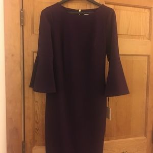Dark Purple Bell Sleeve Dress